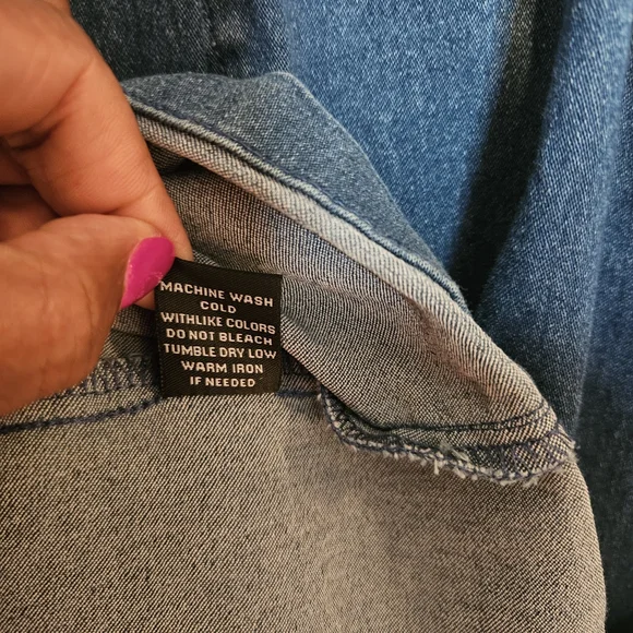 New Look Tank Top Denim Dress, Womens, Plus-Size 3X, Medium Wash - Picture 5 of 5